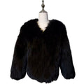 REAL BLACK FOX FUR JACKET COAT VOLUMINOUS SHORT SIZE M WARM FROM JAPAN image 1