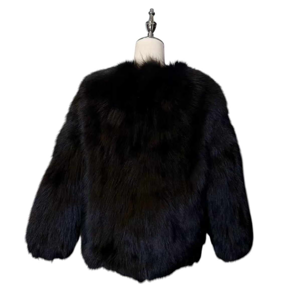 REAL BLACK FOX FUR JACKET COAT VOLUMINOUS SHORT SIZE M WARM FROM JAPAN image 4