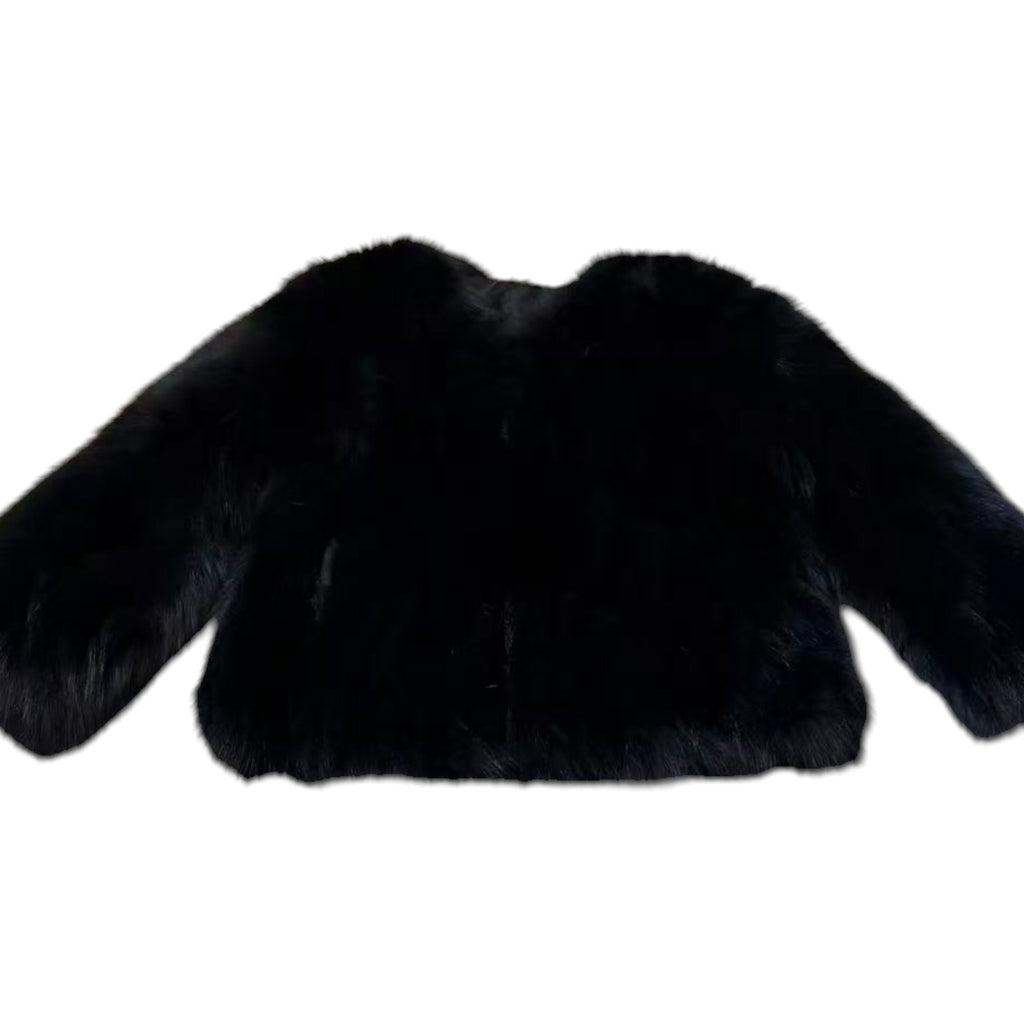 REAL BLACK FOX FUR JACKET COAT VOLUMINOUS SHORT SIZE M WARM FROM JAPAN image 6