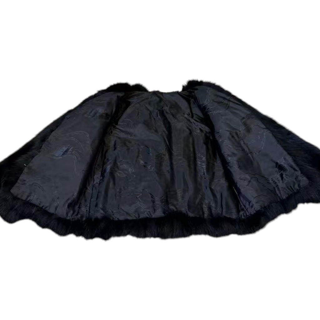 REAL BLACK FOX FUR JACKET COAT VOLUMINOUS SHORT SIZE M WARM FROM JAPAN image 7