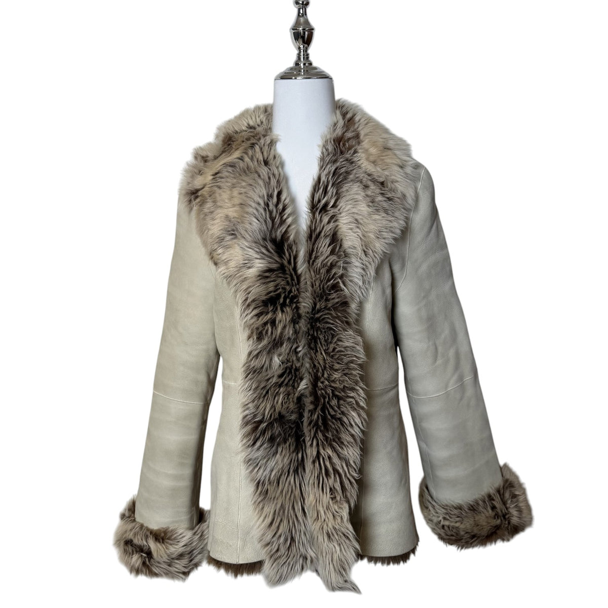 TREND CLIPS SHEARLING MOUTON FUR COAT JACKET SHEEPSKIN BEIGE SIZE L JAPAN image 1