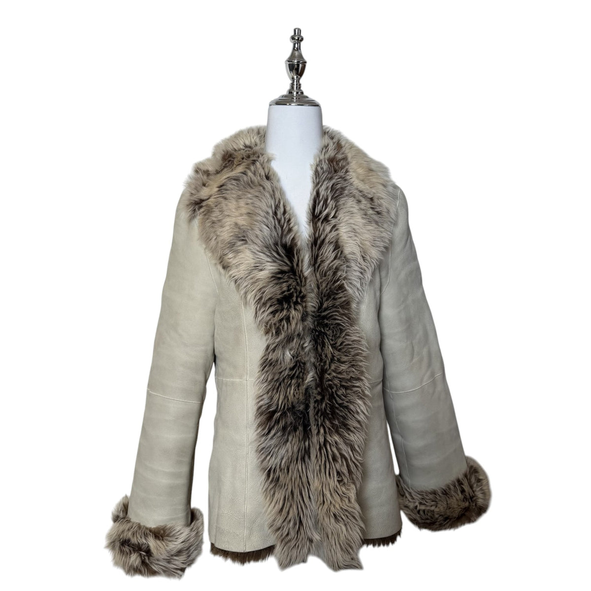TREND CLIPS SHEARLING MOUTON FUR COAT JACKET SHEEPSKIN BEIGE SIZE L JAPAN image 2