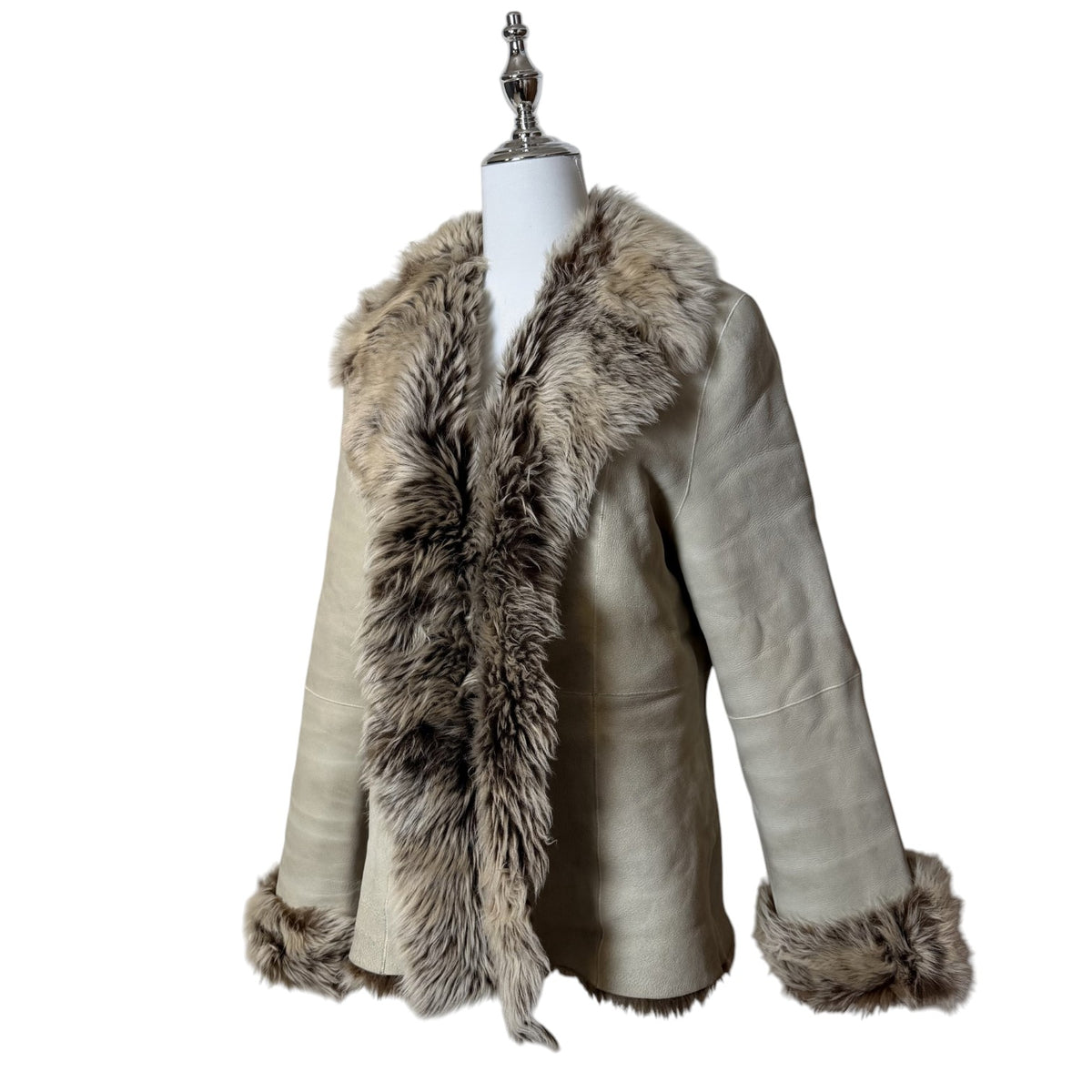 TREND CLIPS SHEARLING MOUTON FUR COAT JACKET SHEEPSKIN BEIGE SIZE L JAPAN image 3