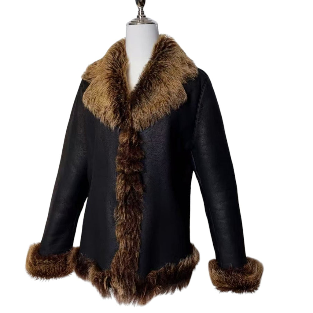 MIA COMA SHEARLING MOUTON FUR LEATHER JACKET COAT BLACK SIZE L JAPAN image 2