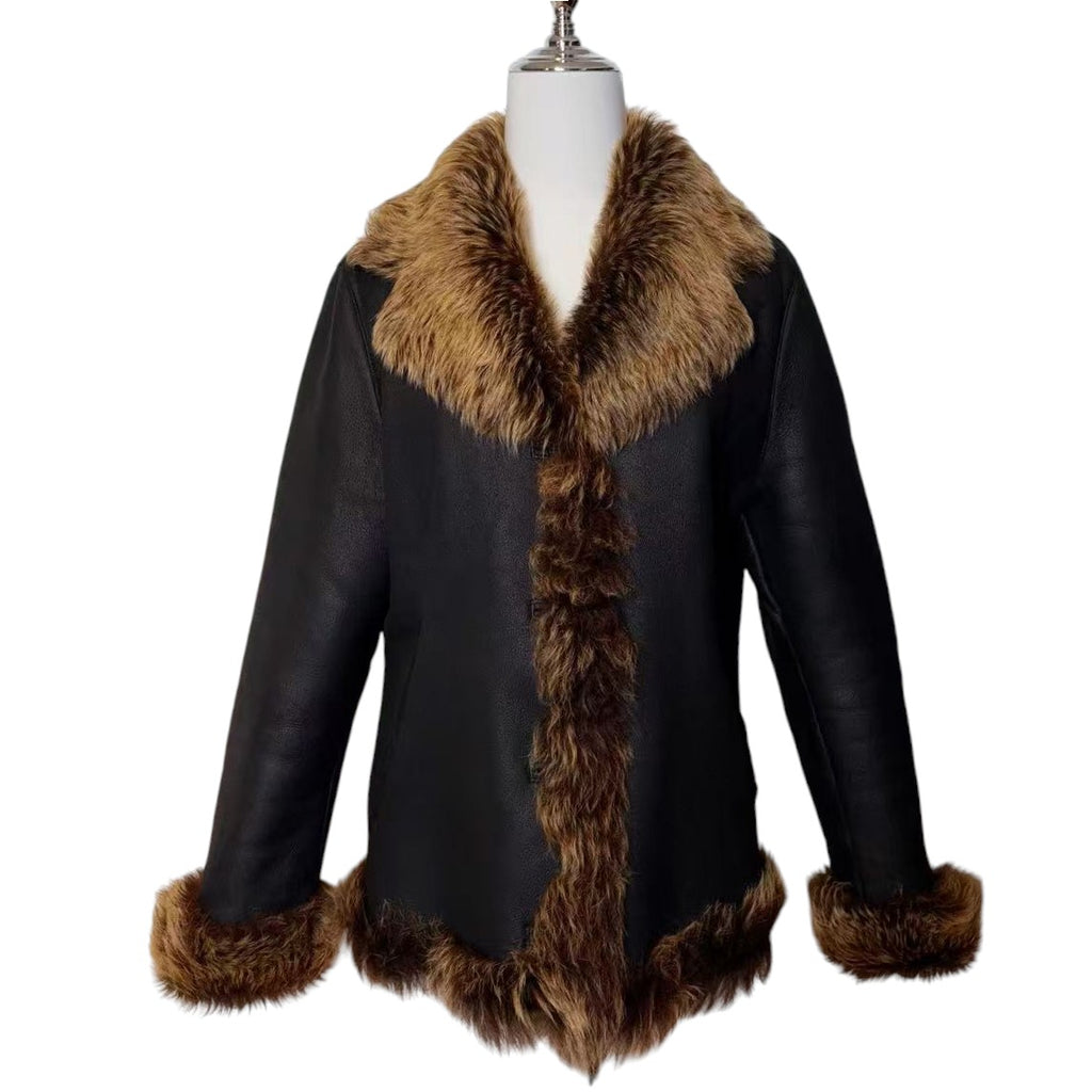 MIA COMA SHEARLING MOUTON FUR LEATHER JACKET COAT BLACK SIZE L JAPAN image 3
