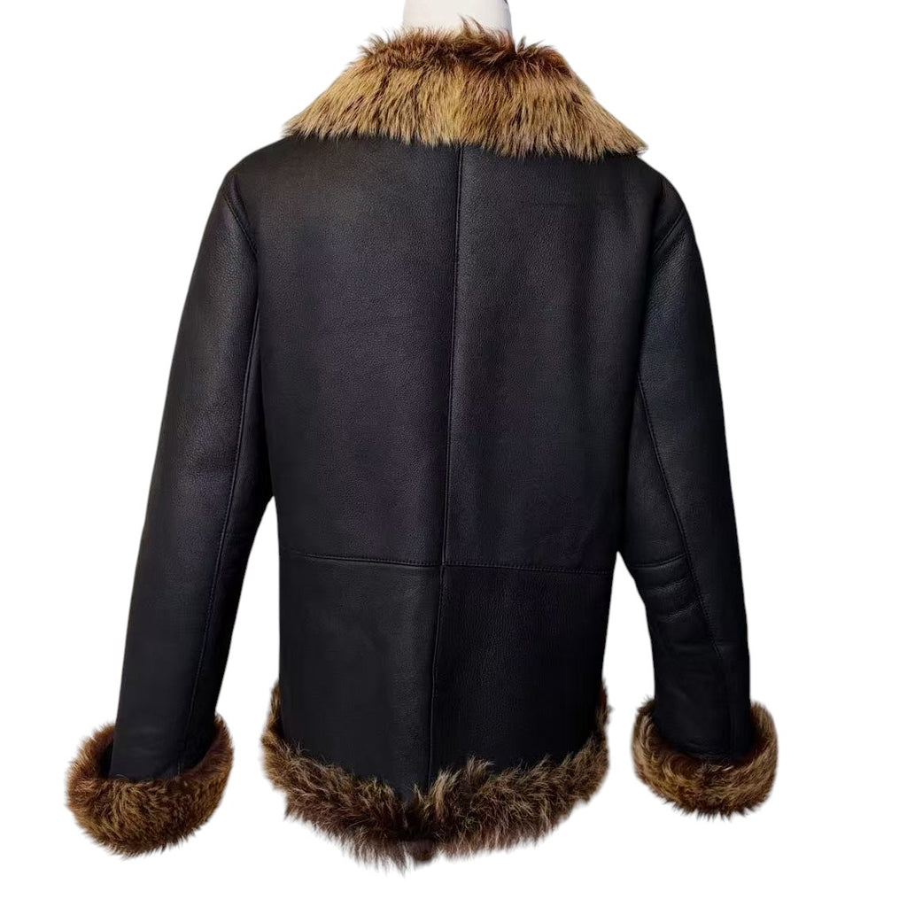 MIA COMA SHEARLING MOUTON FUR LEATHER JACKET COAT BLACK SIZE L JAPAN image 5