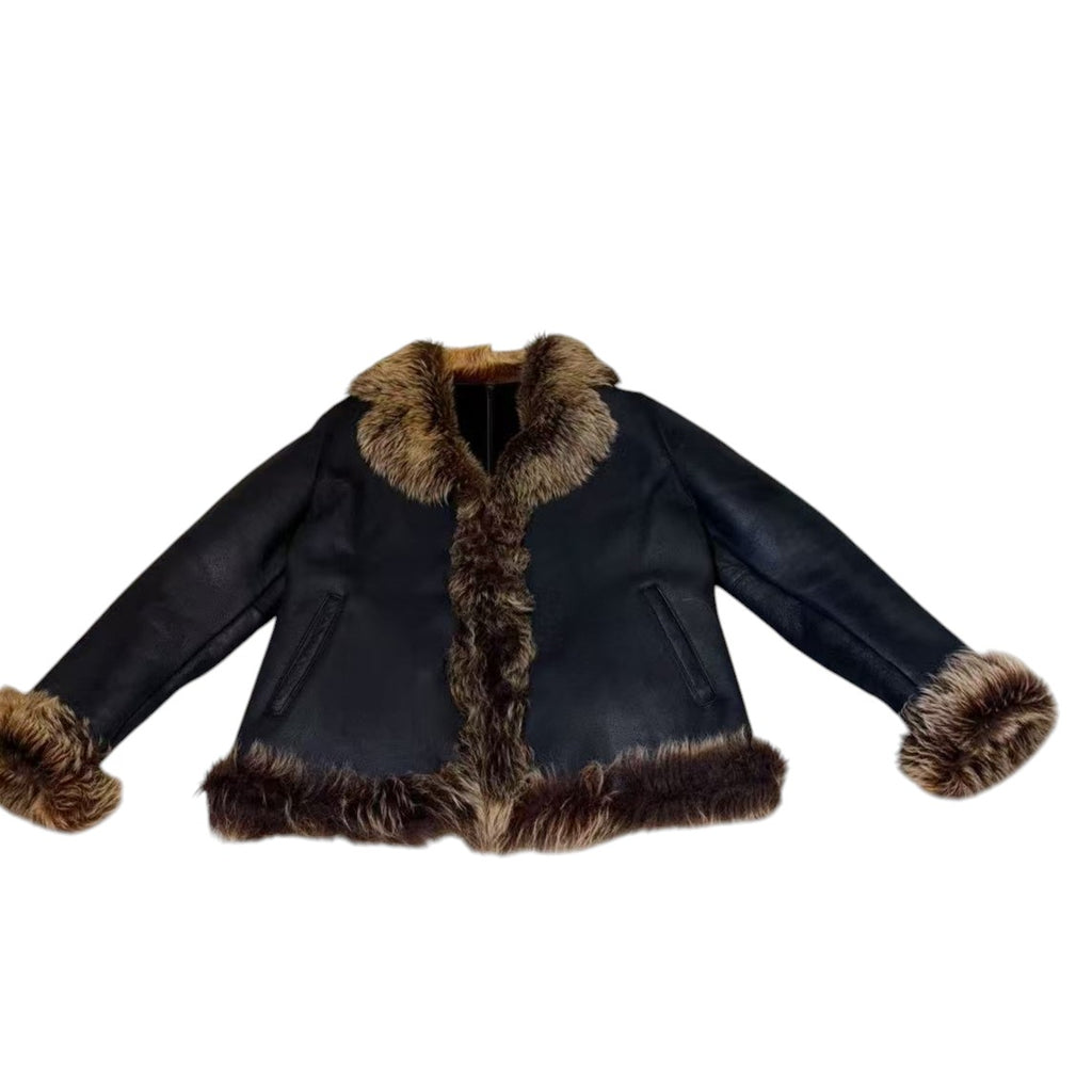 MIA COMA SHEARLING MOUTON FUR LEATHER JACKET COAT BLACK SIZE L JAPAN image 6