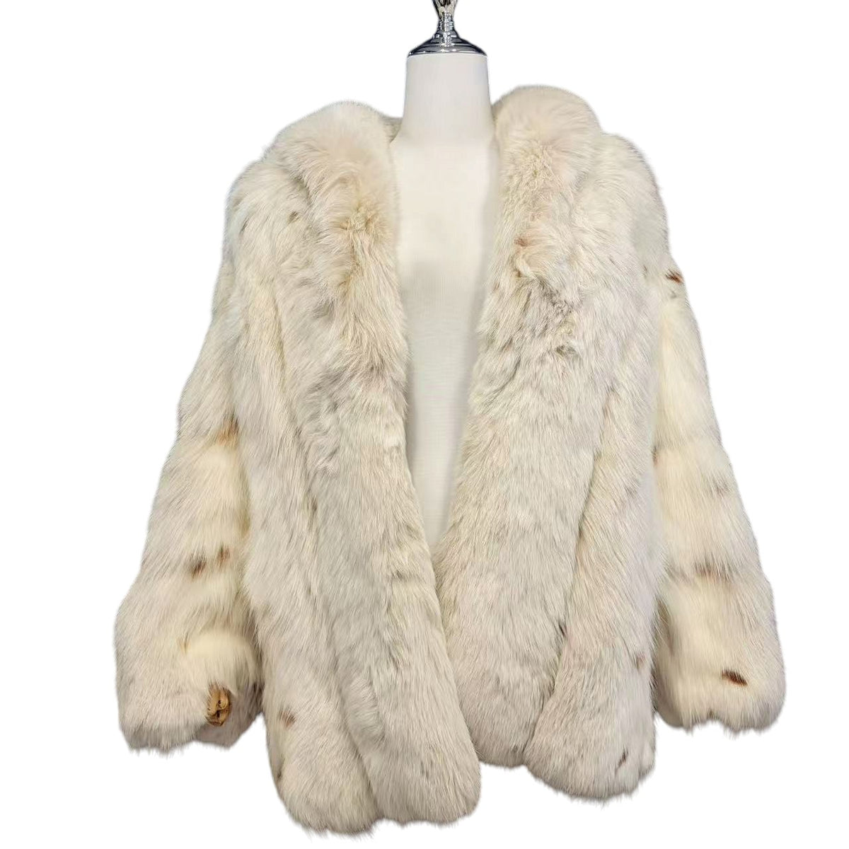 ULTRA RARE SAGA FOX GOLD REAL WHITE SPOTTED FOX FUR COAT JACKET JAPAN