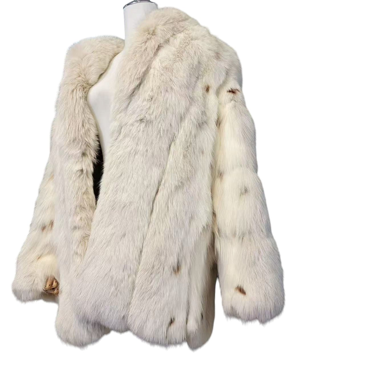 ULTRA RARE SAGA FOX GOLD REAL WHITE SPOTTED FOX FUR COAT JACKET JAPAN