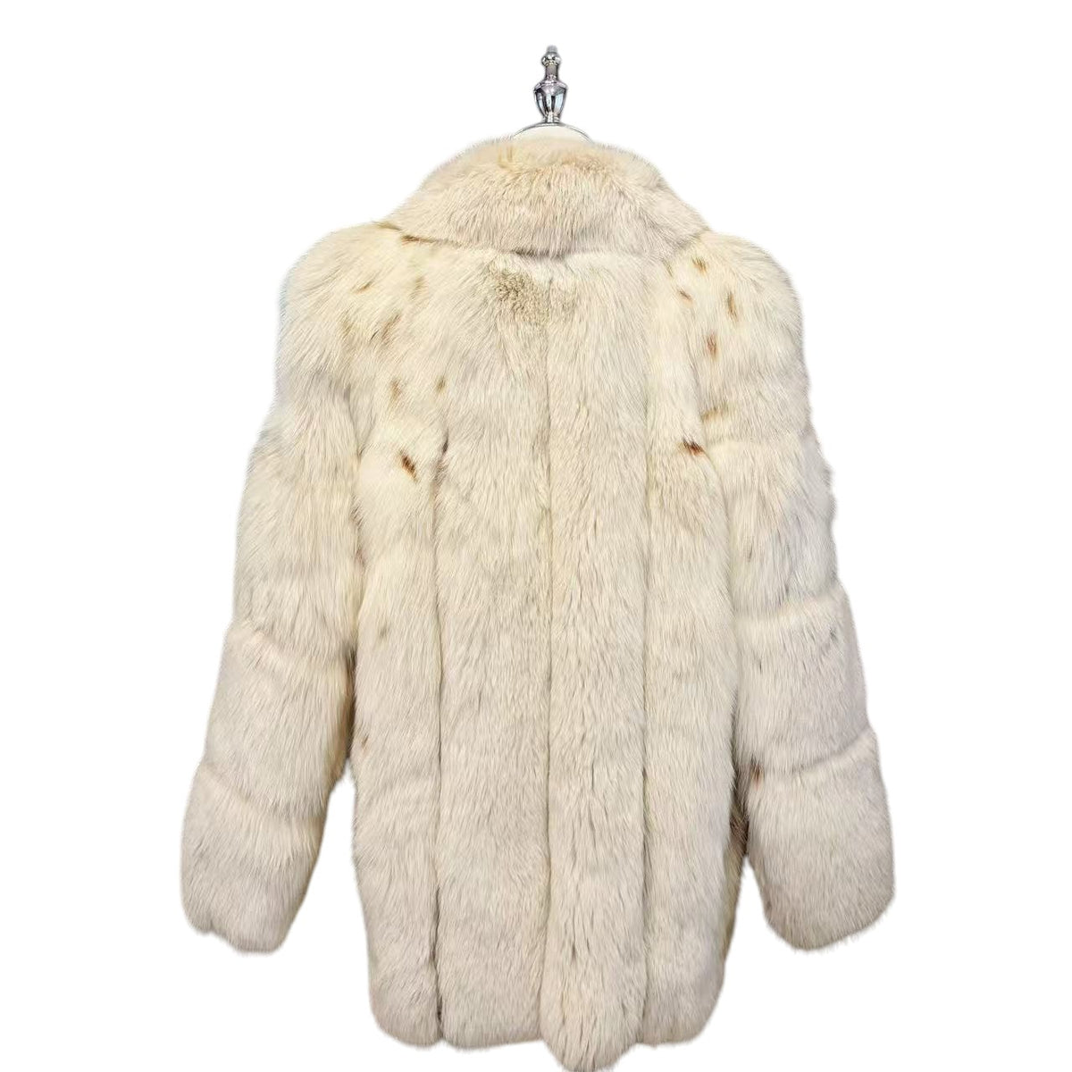 ULTRA RARE SAGA FOX GOLD REAL WHITE SPOTTED FOX FUR COAT JACKET JAPAN