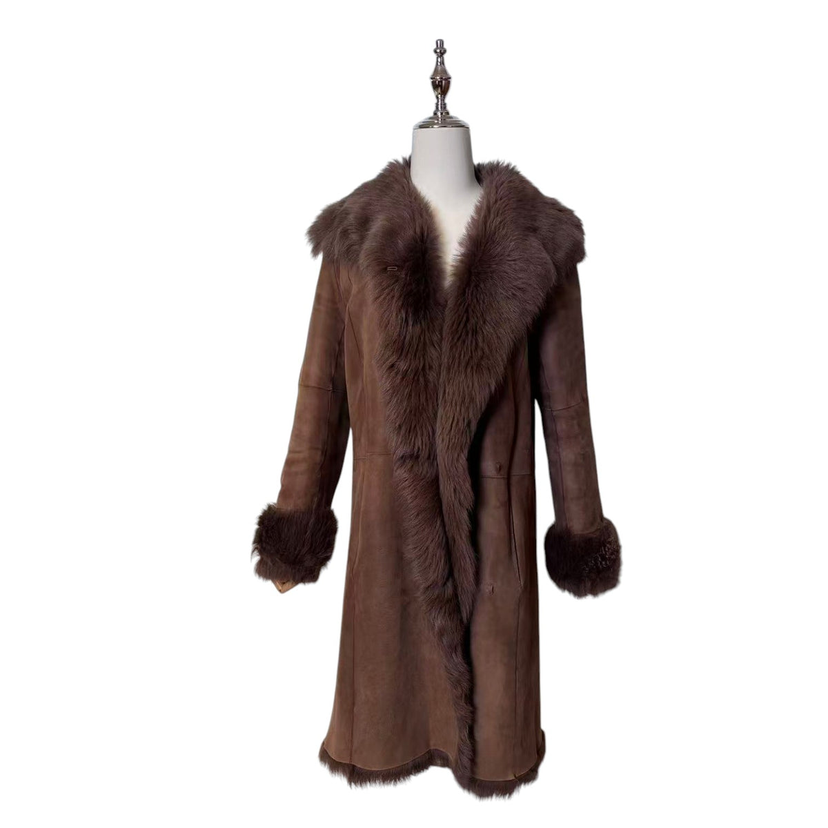 JOSEPH SHEARLING SHEEPSKIN FUR LONG COAT JACKET BROWN SIZE L FROM JAPAN