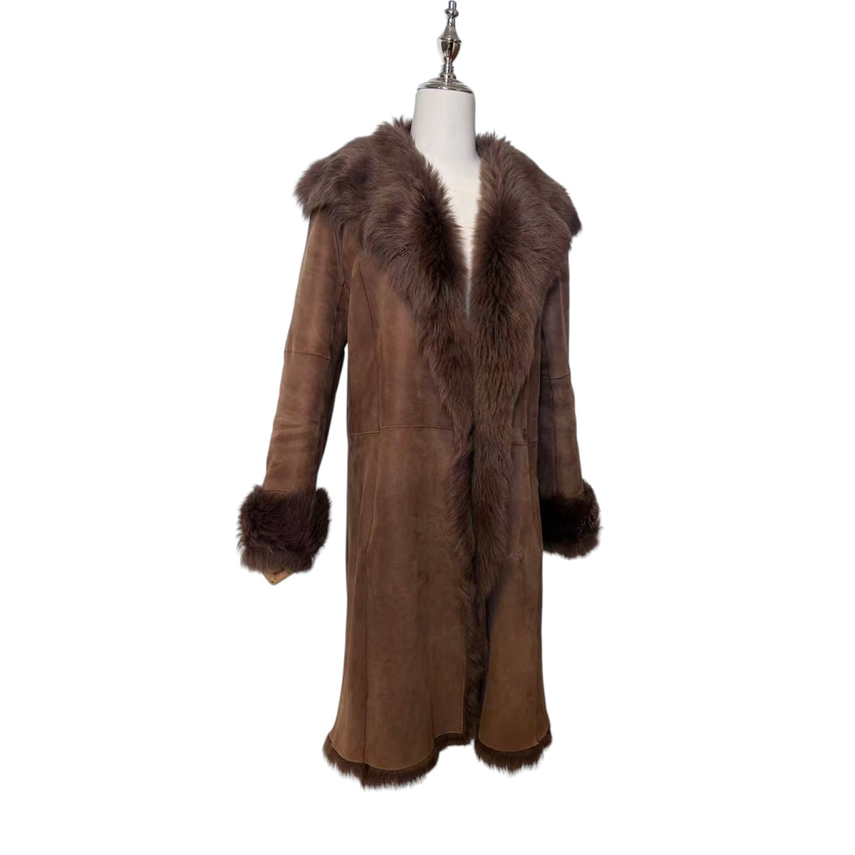 JOSEPH SHEARLING SHEEPSKIN FUR LONG COAT JACKET BROWN SIZE L FROM JAPAN