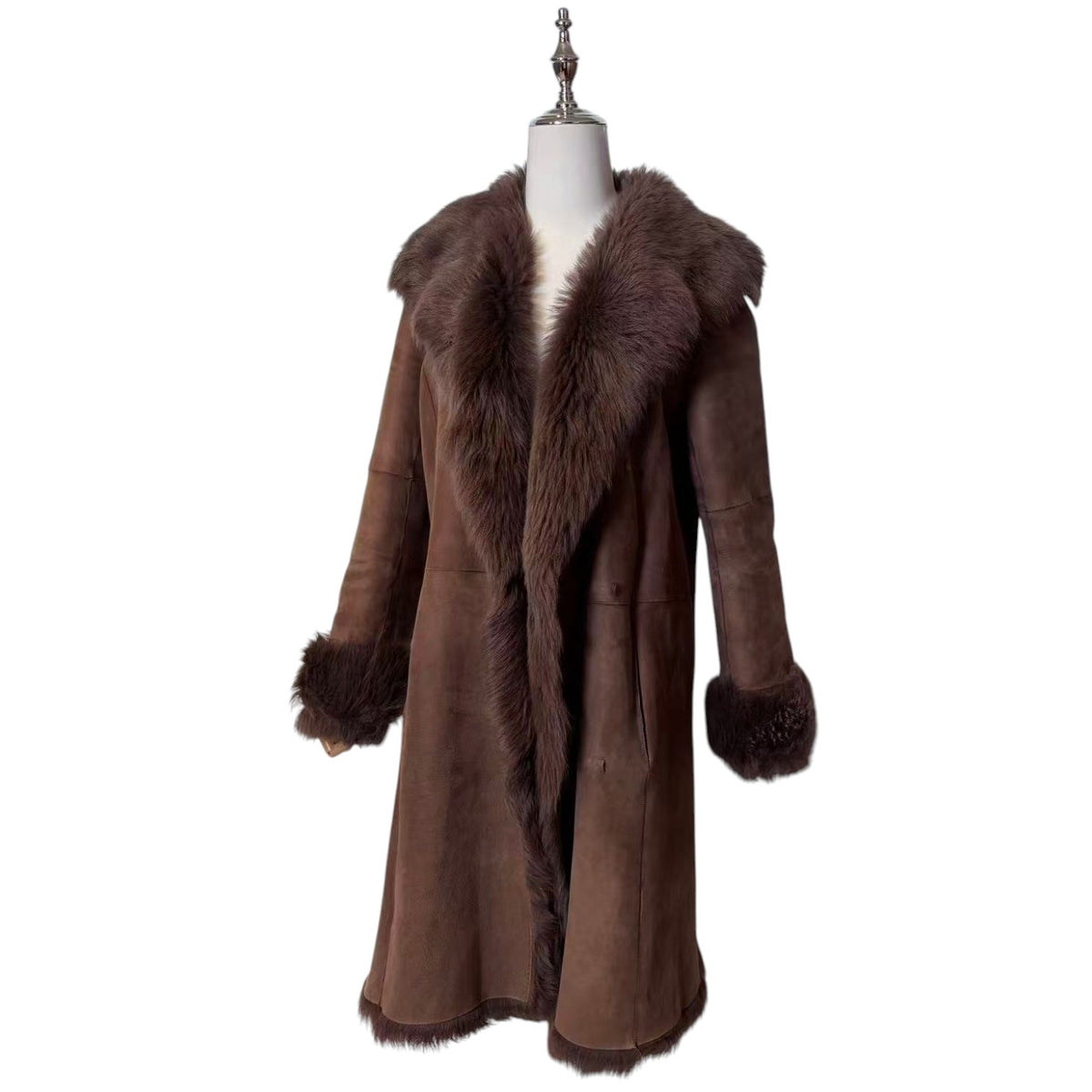 JOSEPH SHEARLING SHEEPSKIN FUR LONG COAT JACKET BROWN SIZE L FROM JAPAN