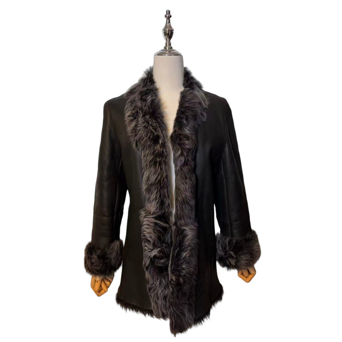 LORITTI TOSCANA SHEARLING SHEEPSKIN FUR COAT JACKET BLACK SIZE M FROM JAPAN