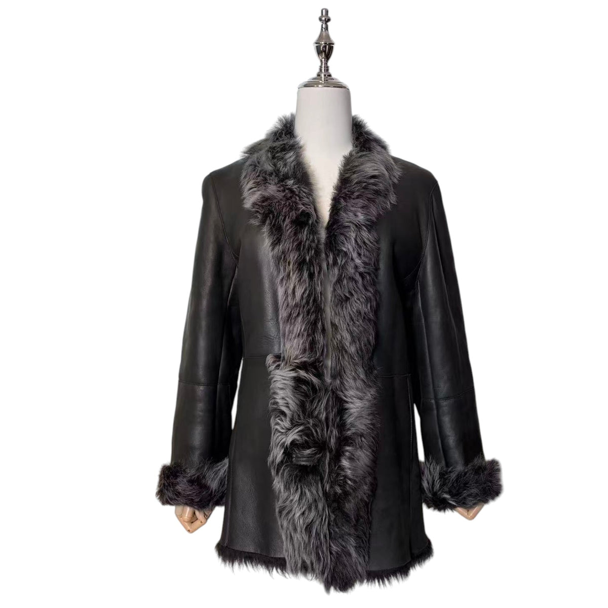 LORITTI TOSCANA SHEARLING SHEEPSKIN FUR COAT JACKET BLACK SIZE M FROM JAPAN
