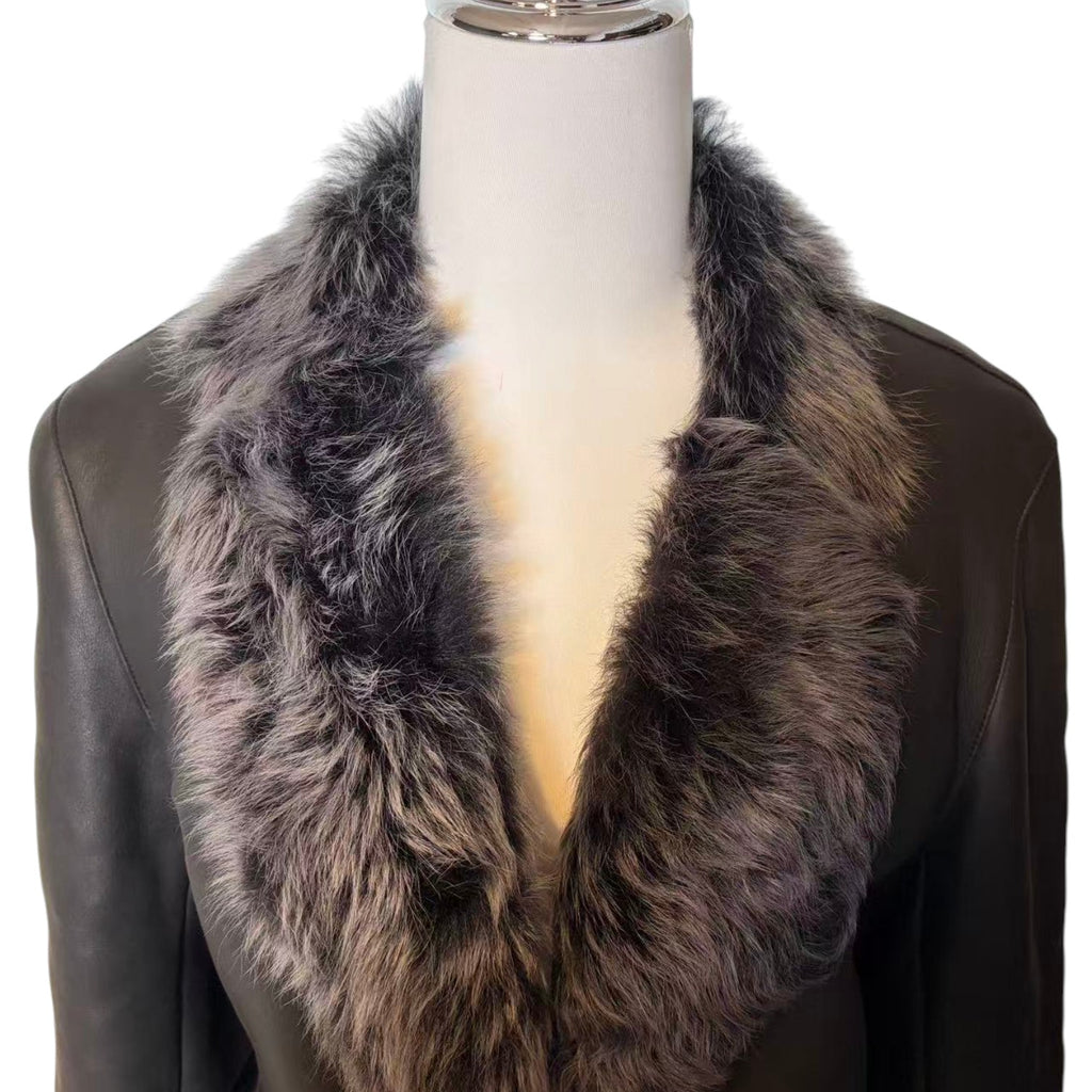 LORITTI TOSCANA SHEARLING SHEEPSKIN FUR COAT JACKET BLACK SIZE M FROM JAPAN