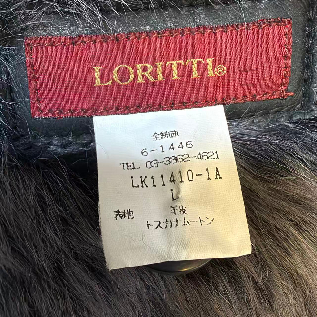 LORITTI TOSCANA SHEARLING SHEEPSKIN FUR COAT JACKET BLACK SIZE M FROM JAPAN