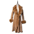 MOGA SHEARLING SHEEPSKIN FUR LONG COAT JACKET BROWN SIZE M FROM JAPAN