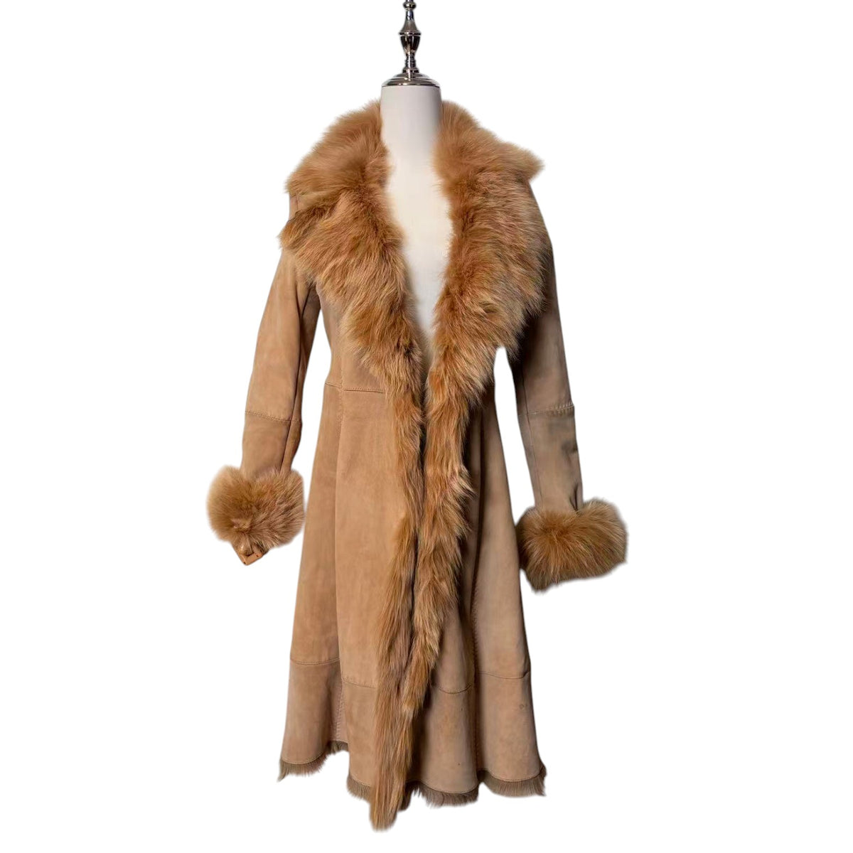 MOGA SHEARLING SHEEPSKIN FUR LONG COAT JACKET BROWN SIZE M FROM JAPAN