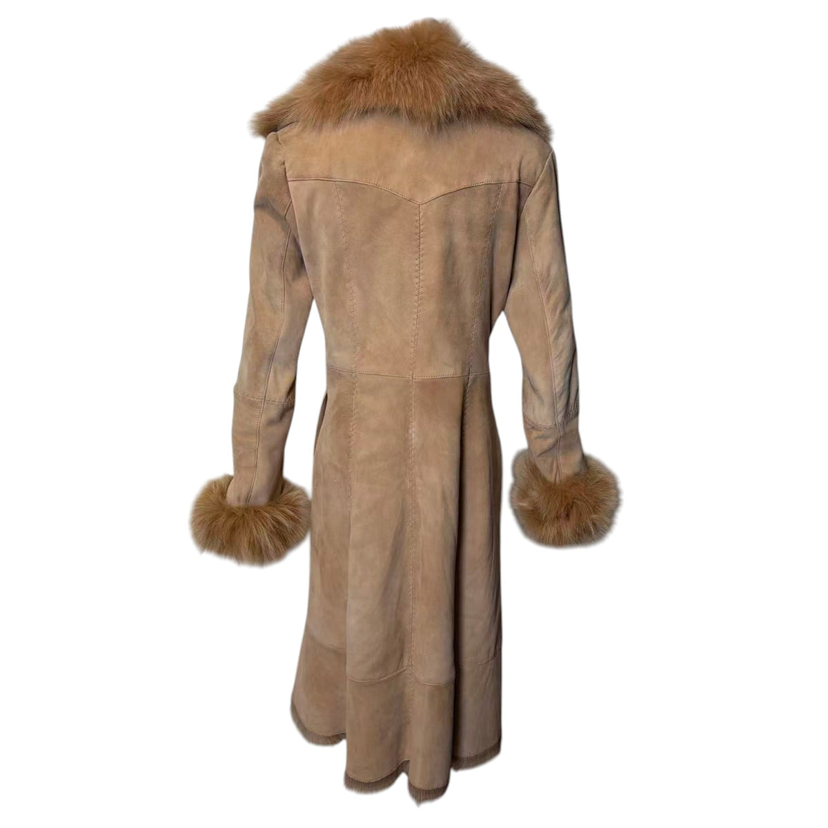 MOGA SHEARLING SHEEPSKIN FUR LONG COAT JACKET BROWN SIZE M FROM JAPAN