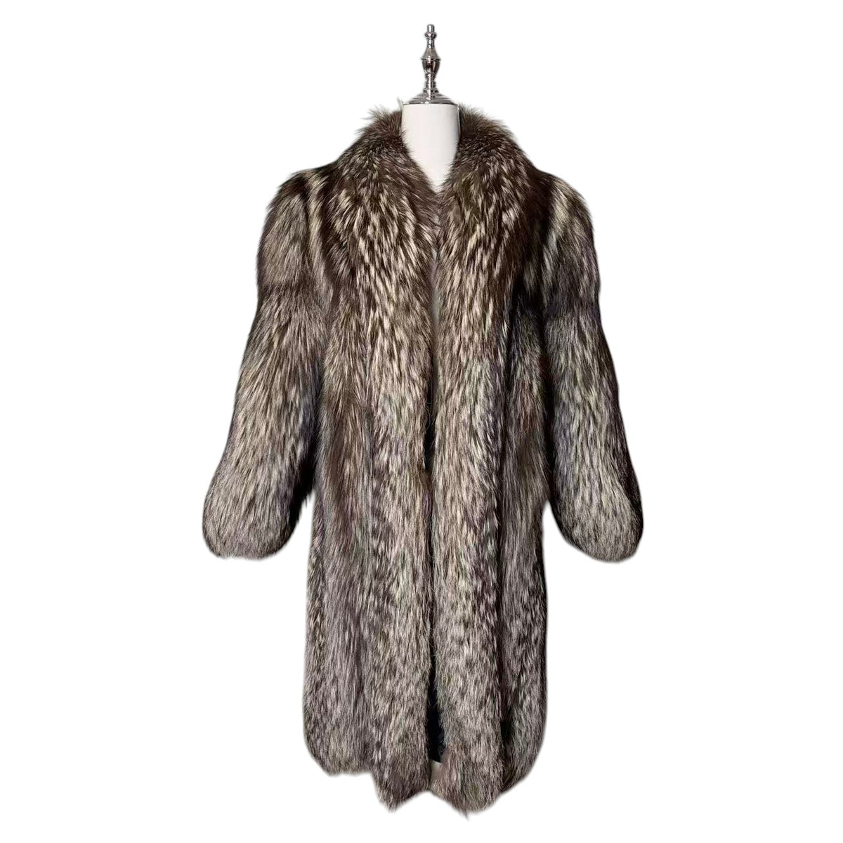 MINT FOX FUR LONG COAT VOLUMINOUS SHAWL COLLAR FREE SIZE L JAPAN
