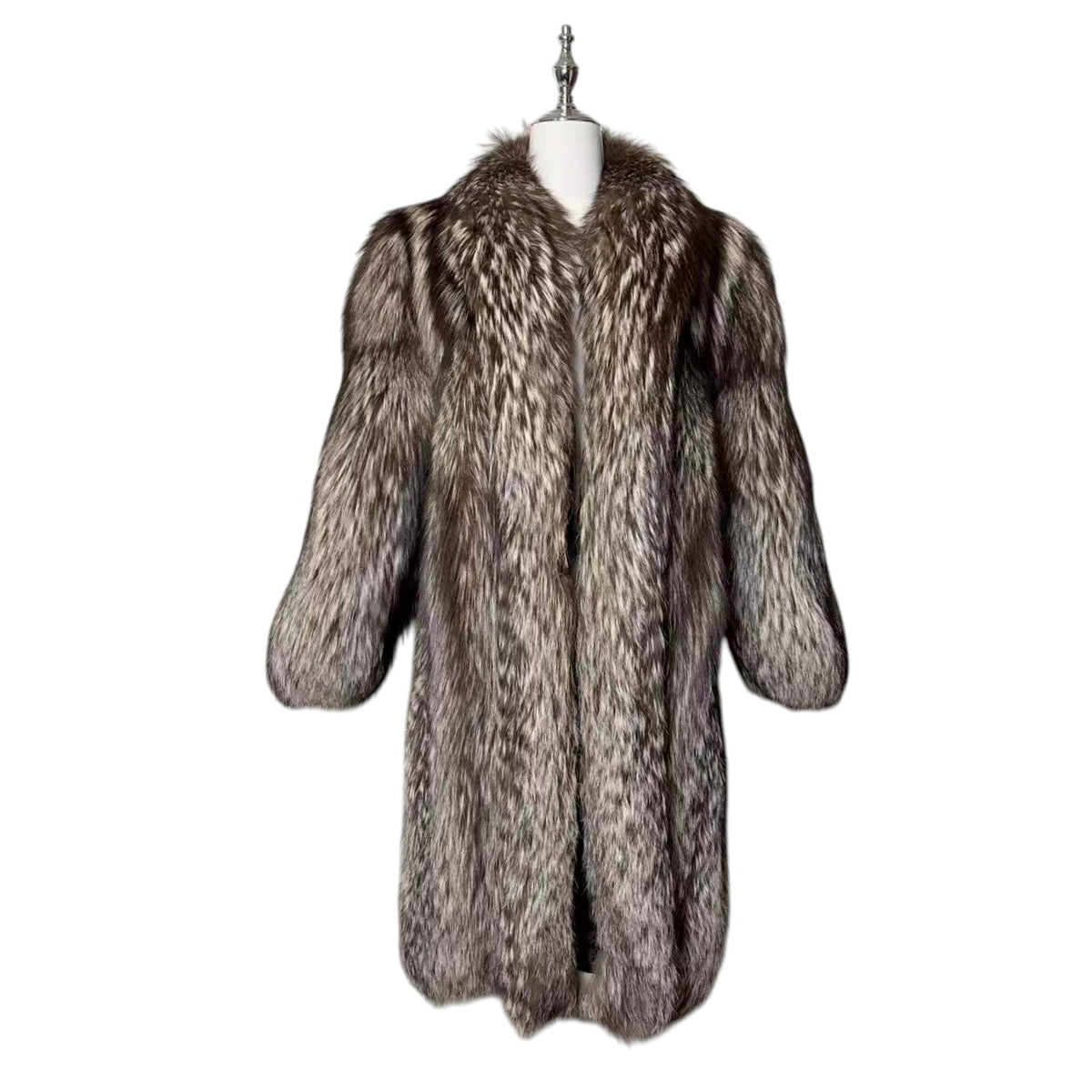 MINT FOX FUR LONG COAT VOLUMINOUS SHAWL COLLAR FREE SIZE L JAPAN