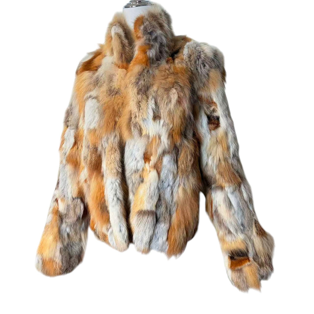 CECIL MCBEE RED FOX RABBIT REAL FUR JACKET MULTI SIZE 7 S FROM JAPAN