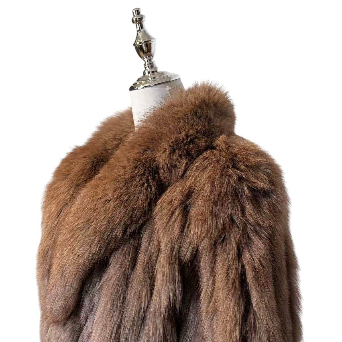 FUR CANADIA FOX FUR COAT VOLUMINOUS LUXURY WINTER JACKET BROWN SIZE M FROM JAPAN