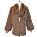 FUR CANADIA FOX FUR COAT VOLUMINOUS LUXURY WINTER JACKET BROWN SIZE M FROM JAPAN