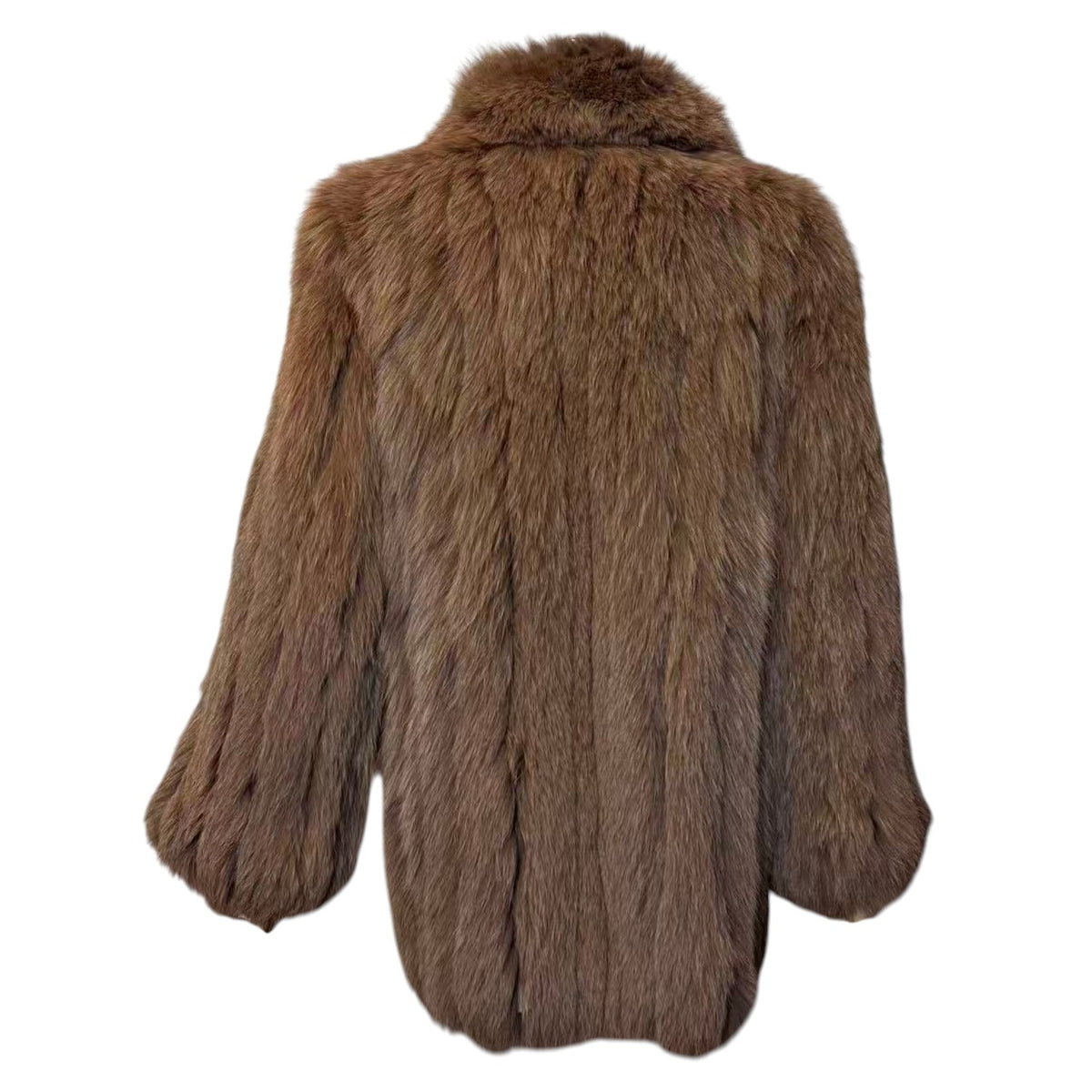 FUR CANADIA FOX FUR COAT VOLUMINOUS LUXURY WINTER JACKET BROWN SIZE M FROM JAPAN