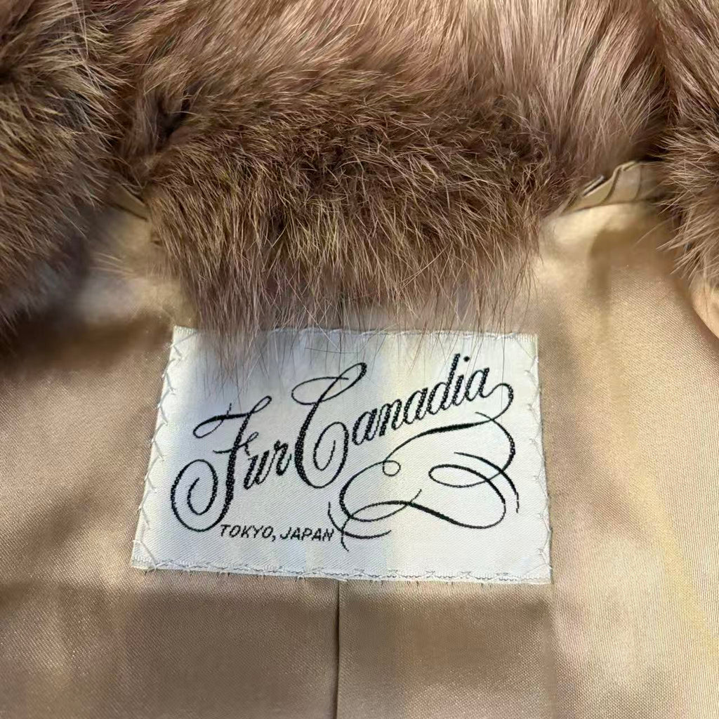 FUR CANADIA FOX FUR COAT VOLUMINOUS LUXURY WINTER JACKET BROWN SIZE M FROM JAPAN
