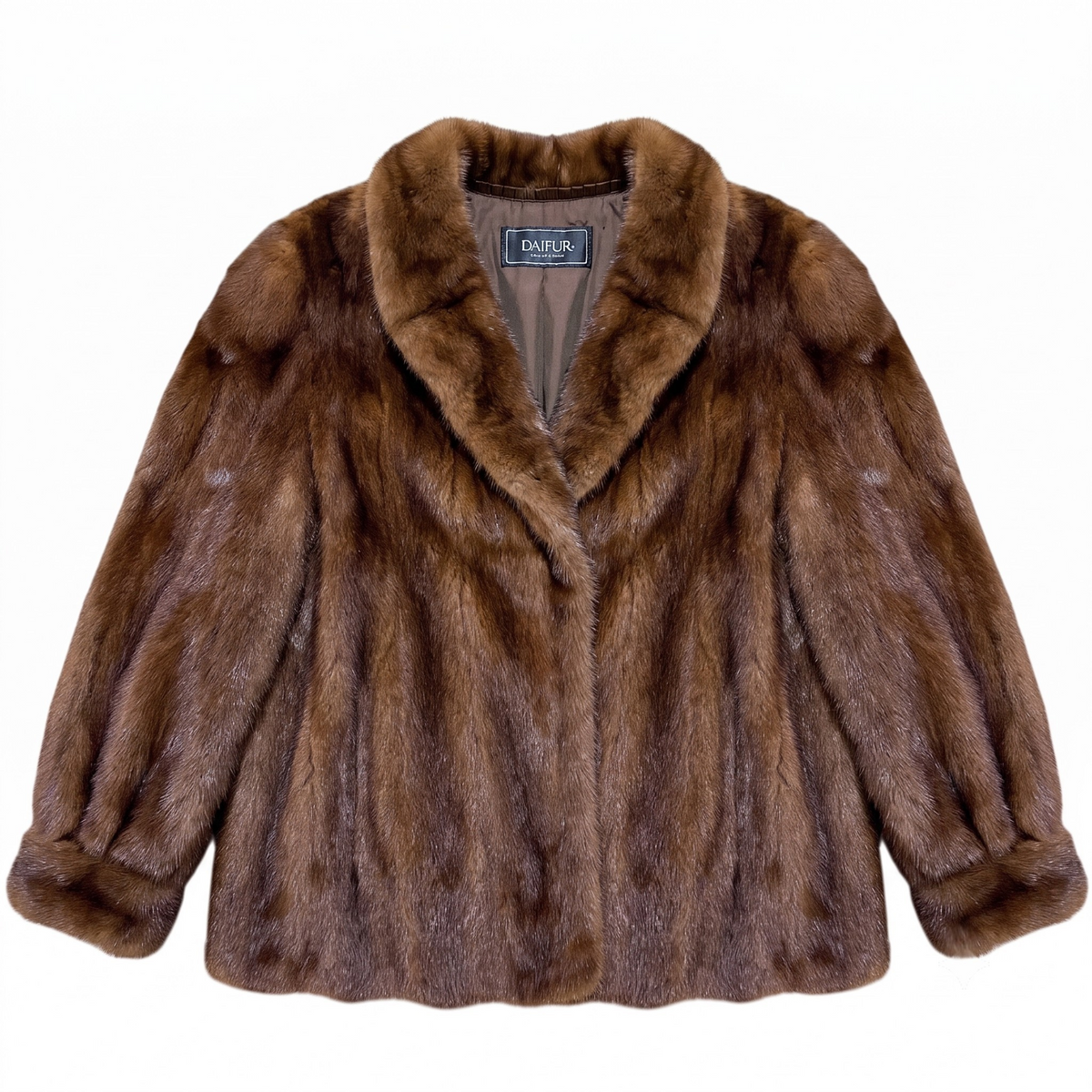 26-014 REAL MINK FUR COAT BROWN SIZE L DAIFUR VISON NISHIMOTO FROM JAPAN