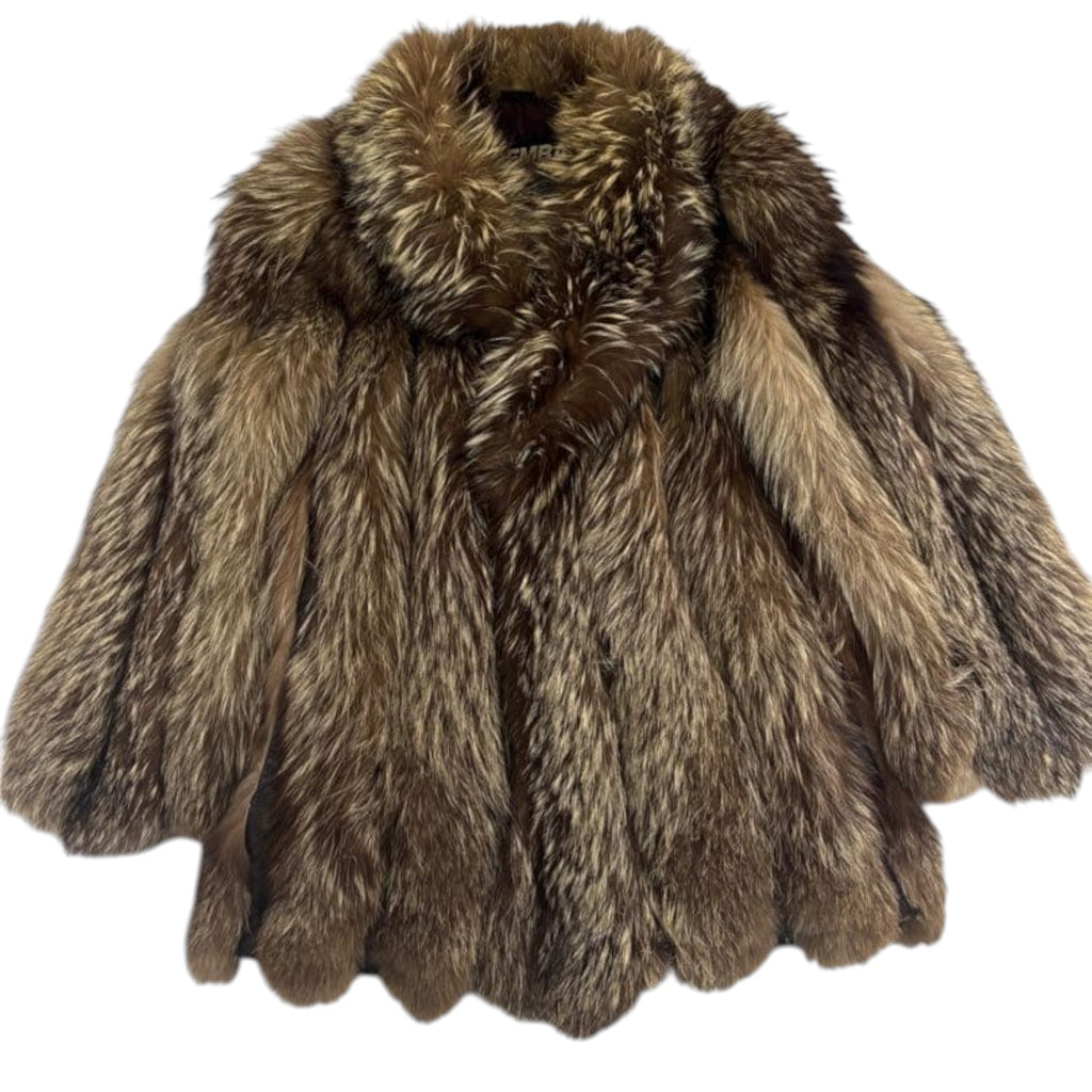 EMBA SILVER FOX REAL FUR COAT JACKET VOLUMINOUS THICK WARM FROM JAPAN