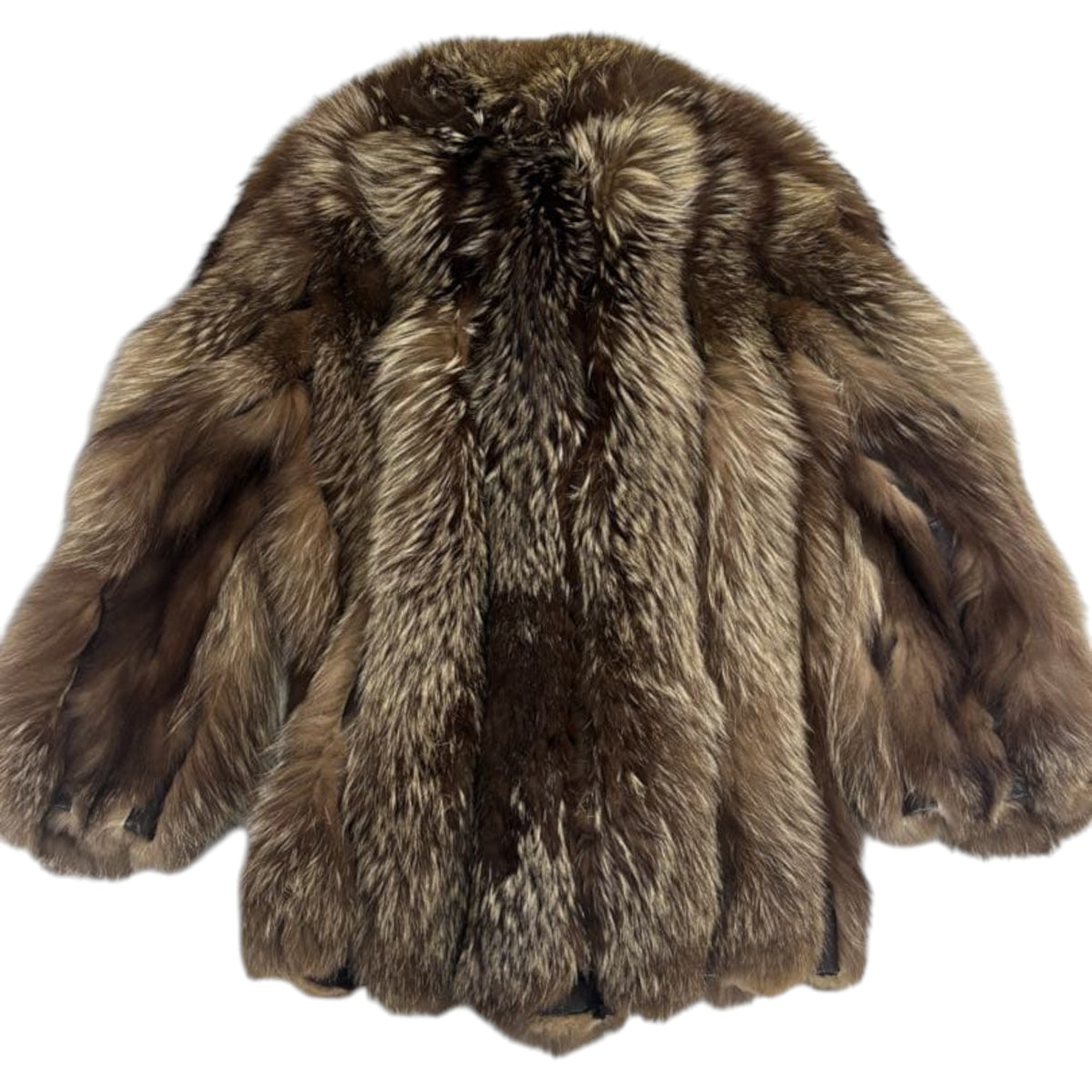 EMBA SILVER FOX REAL FUR COAT JACKET VOLUMINOUS THICK WARM FROM JAPAN