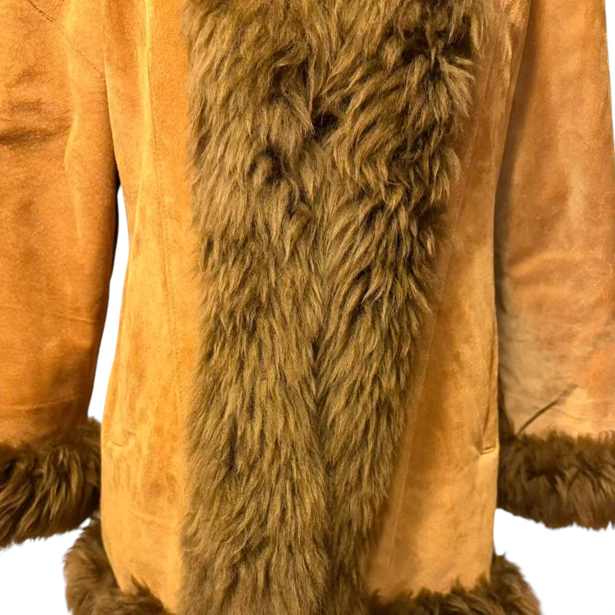 PIGSKIN LEATHER MOUTON FUR TRIM COAT MID-LENGTH BROWN SIZE M FROM JAPAN - image 4