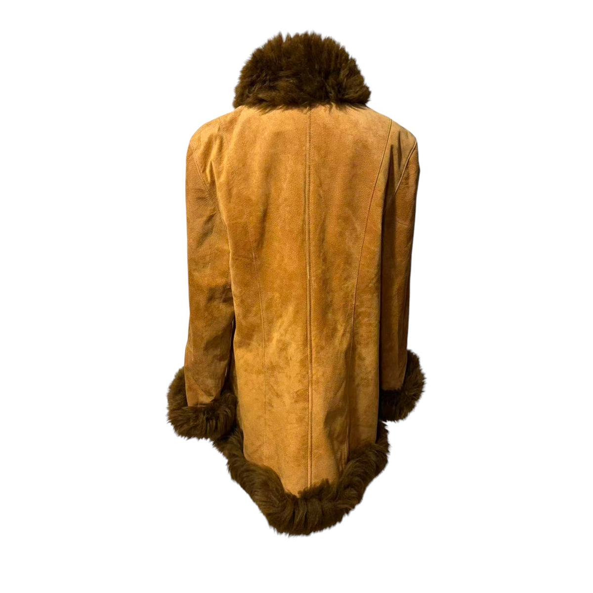 PIGSKIN LEATHER MOUTON FUR TRIM COAT MID-LENGTH BROWN SIZE M FROM JAPAN - image 6
