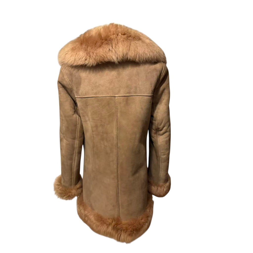 COLZER REAL SHEEPSKIN SHEARLING FUR COAT MID-LENGTH BROWN SIZE M JAPAN - image 7