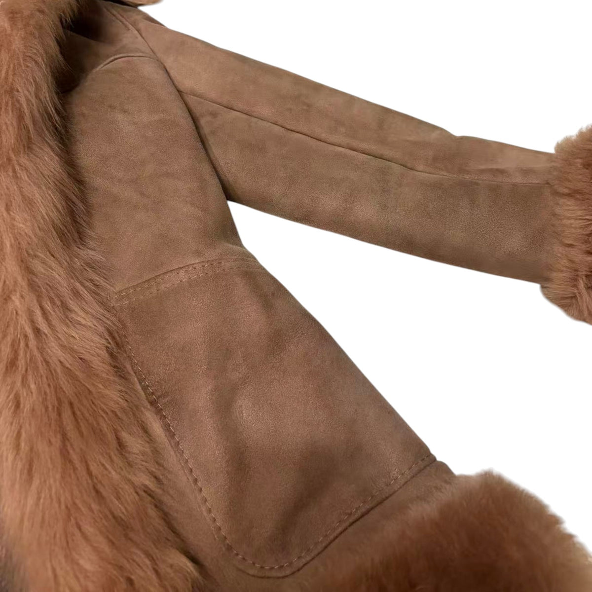 COLZER REAL SHEEPSKIN SHEARLING FUR COAT MID-LENGTH BROWN SIZE M JAPAN - image 11