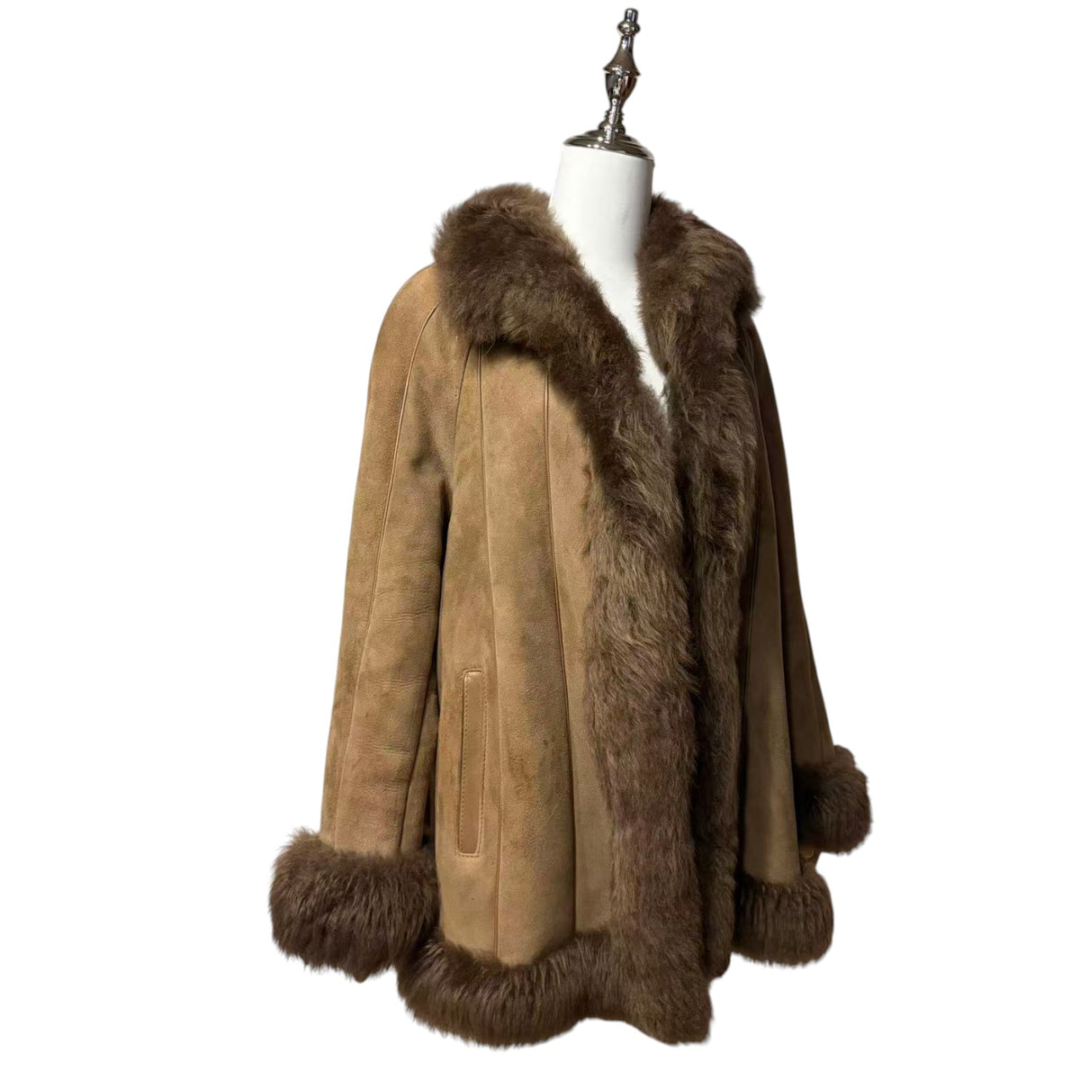 LEPANTO SHEEPSKIN REAL FUR COAT JACKET MID-LENGTH BROWN SIZE M FROM JAPAN - image 6