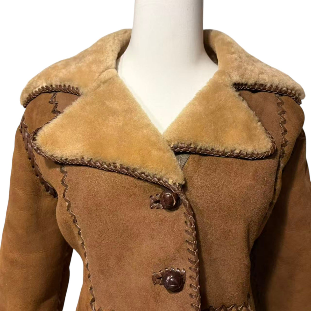 REAL SHEEPSKIN SHEARLING FUR SHORT COAT JACKET BROWN WARM SIZE M FROM JAPAN - image 1