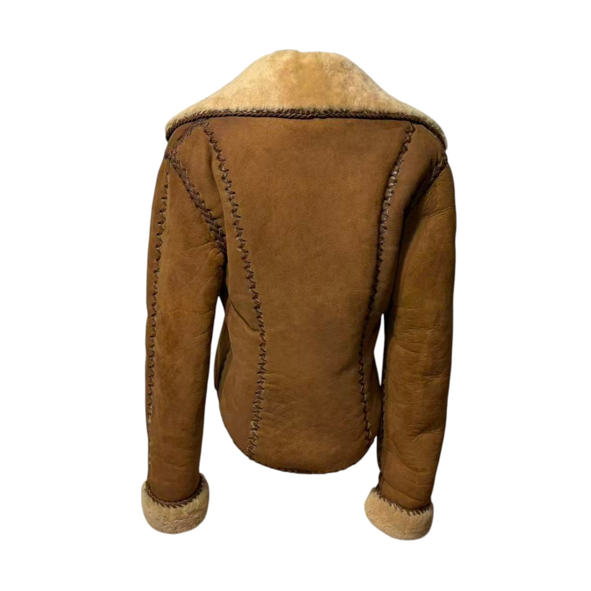 REAL SHEEPSKIN SHEARLING FUR SHORT COAT JACKET BROWN WARM SIZE M FROM JAPAN - image 6