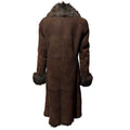 REAL SHEEPSKIN SHEARLING LEATHER COAT JACKET LONG BROWN BIG FOX FUR COLLAR WARM FROM JAPAN