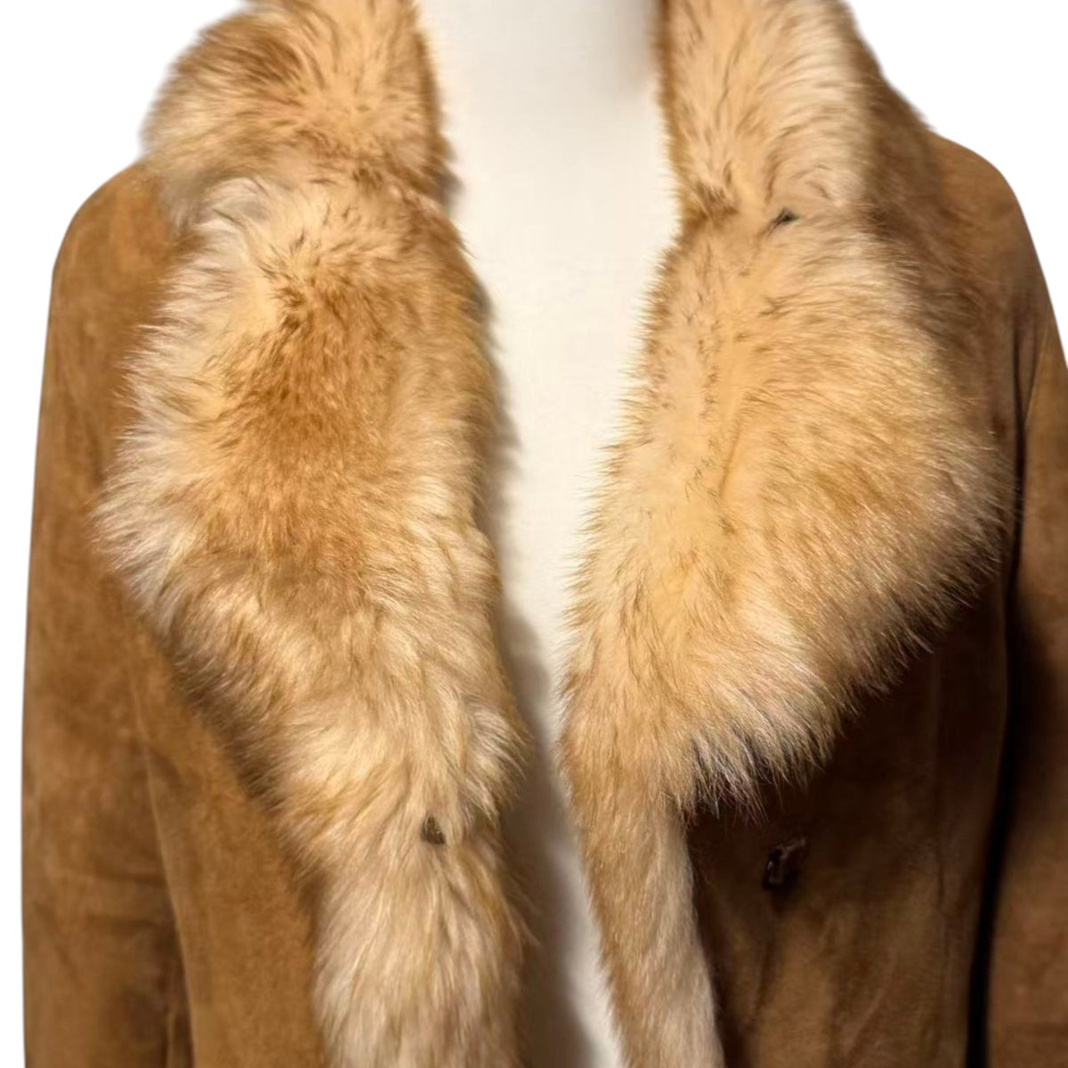 DOLCE VITA REAL SHEEPSKIN SHEARLING LEATHER COAT JACKET BIG FUR COLLAR MID-LENGTH BROWN SIZE L FROM JAPAN