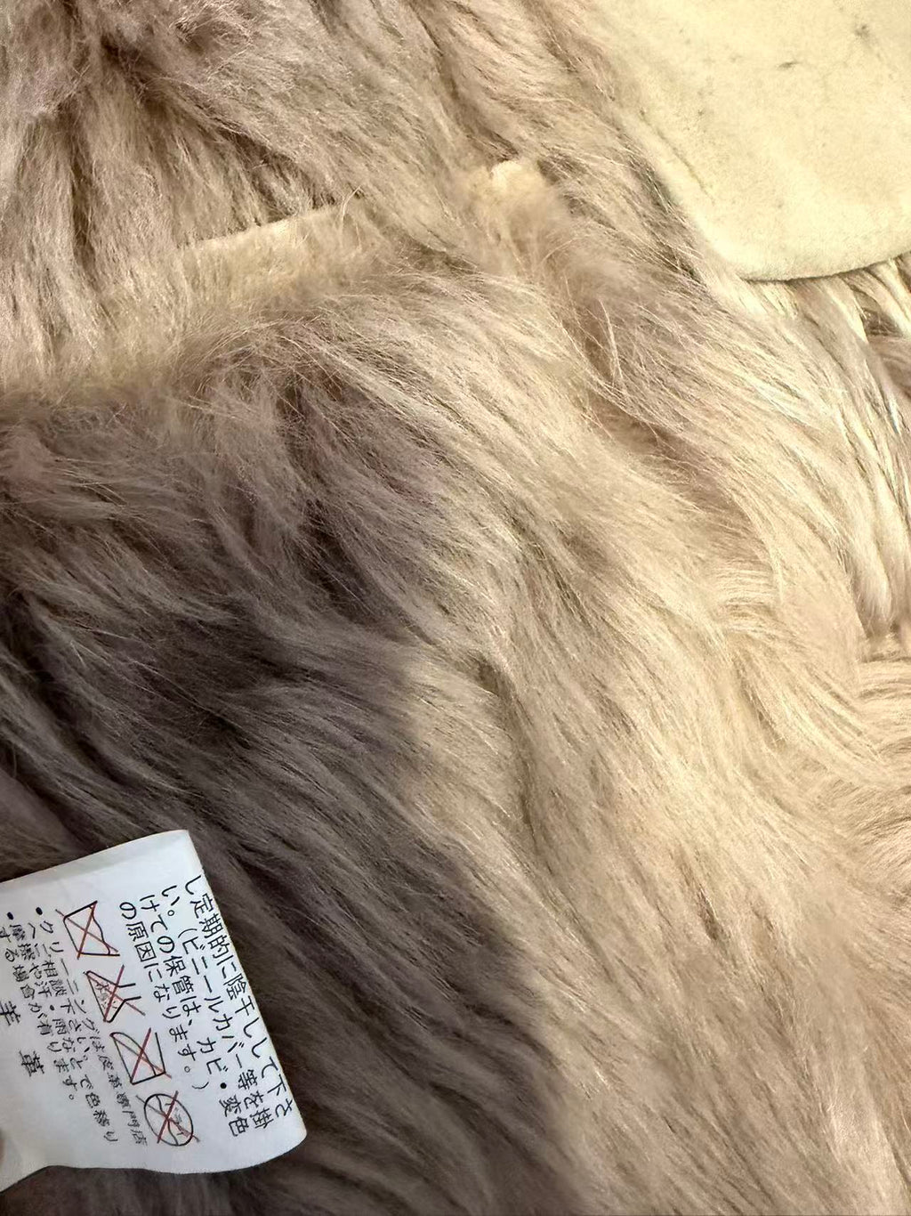 REAL SHEEPSKIN SHEARLING LEATHER COAT JACKET LONG BIG FUR COLLAR BEIGE WARM FROM JAPAN - image 12