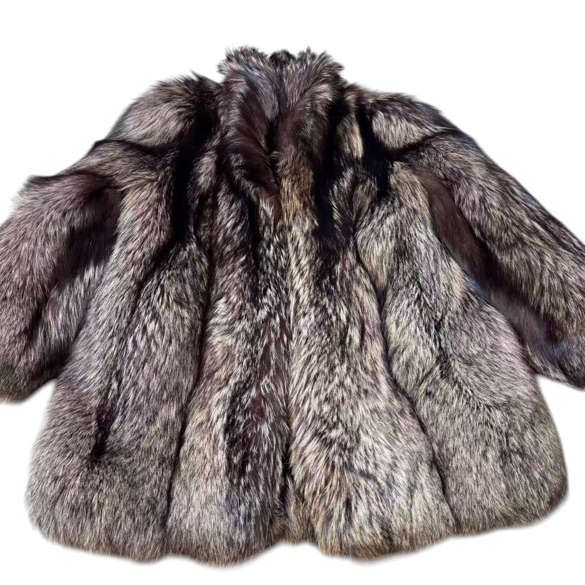 SAGA FOX SILVER FOX REAL FUR COAT JACKET VOLUMINOUS SIZE XL FROM JAPAN