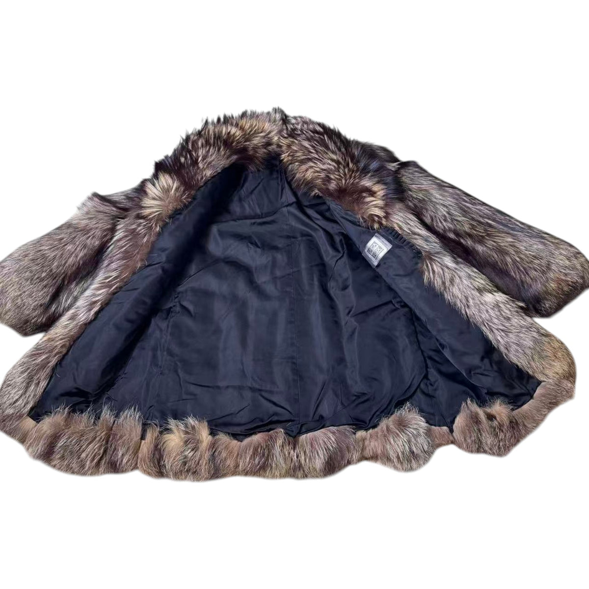 SAGA FOX SILVER FOX REAL FUR COAT JACKET VOLUMINOUS SIZE XL FROM JAPAN