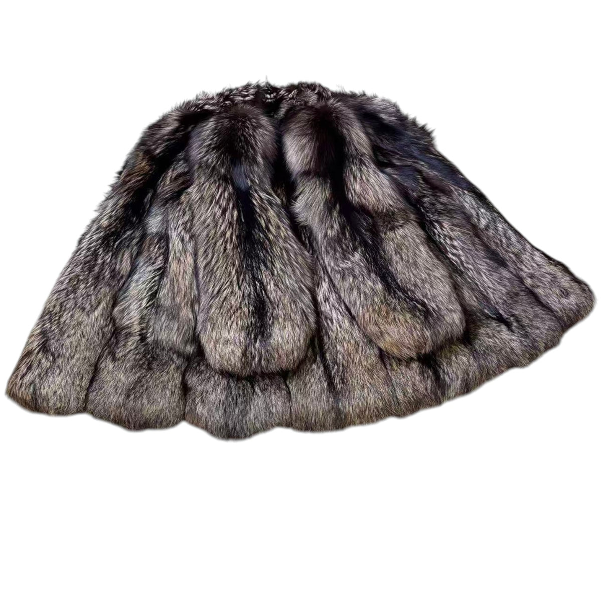 SAGA FOX SILVER FOX REAL FUR COAT JACKET VOLUMINOUS SIZE XL FROM JAPAN