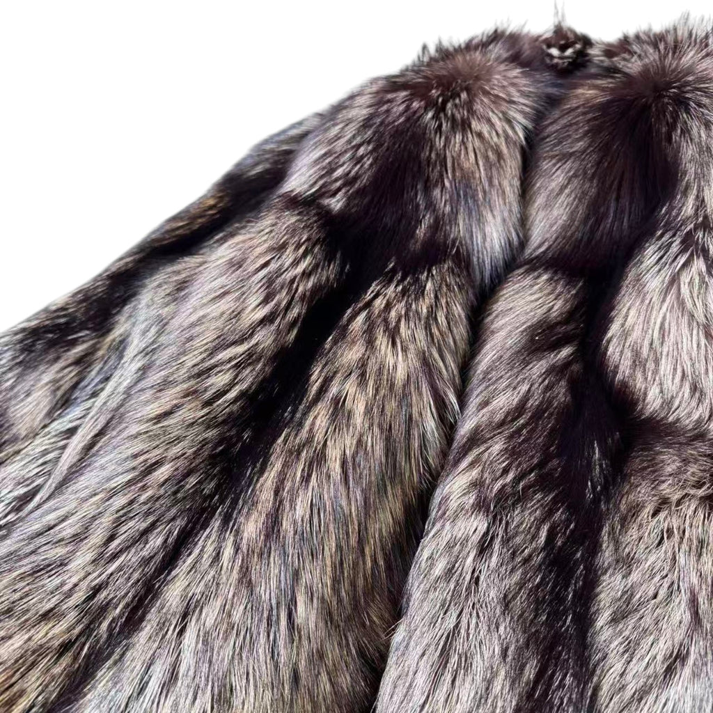 SAGA FOX SILVER FOX REAL FUR COAT JACKET VOLUMINOUS SIZE XL FROM JAPAN