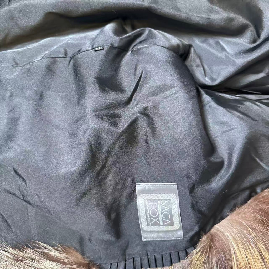 SAGA FOX SILVER FOX REAL FUR COAT JACKET VOLUMINOUS SIZE XL FROM JAPAN