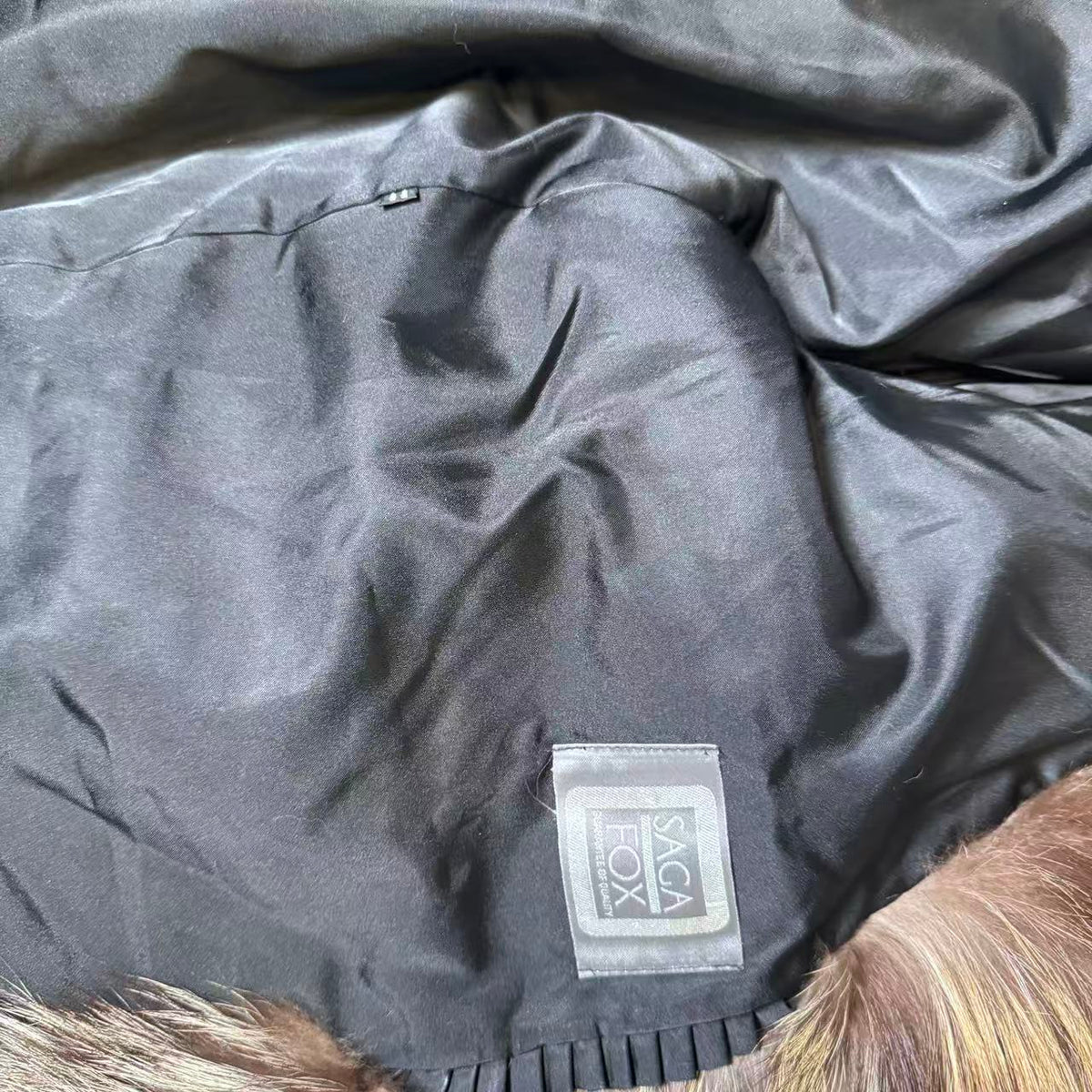 SAGA FOX SILVER FOX REAL FUR COAT JACKET VOLUMINOUS SIZE XL FROM JAPAN